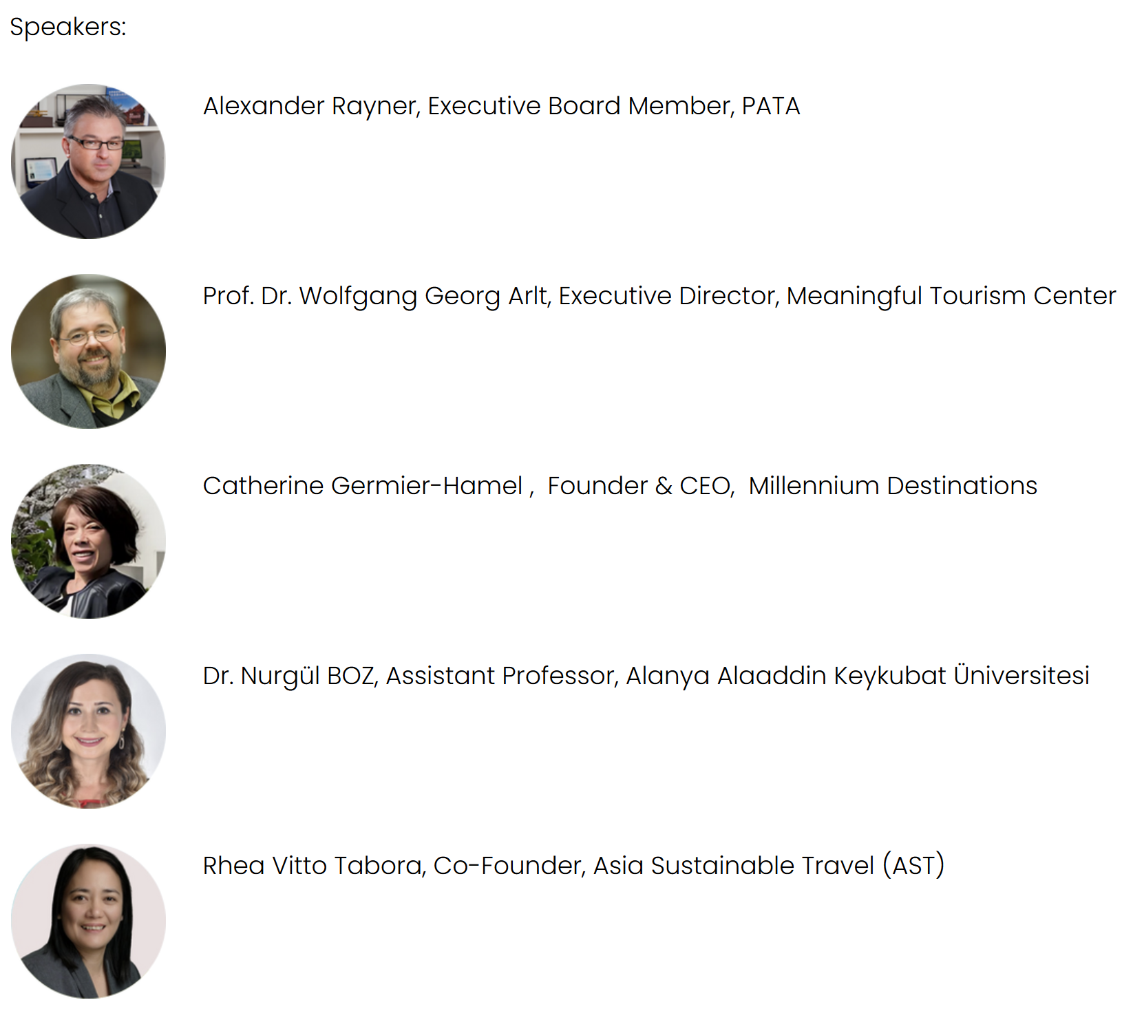 Speakers List